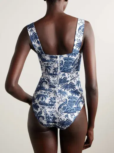 Staud Adelaide Paneled Printed Recycled Swimsuit | Thumbnail 3 Staud Adelaide Paneled Printed Recycled Swimsuit | Thumbnail 3