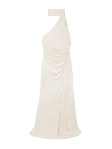 Tom Ford One-shoulder Paneled Ruched Satin-jersey Halterneck Gown | Thumbnail 1