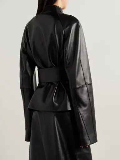 Khaite Edith Asymmetric Belted Leather Jacket | Thumbnail 3 Khaite Edith Asymmetric Belted Leather Jacket | Thumbnail 3