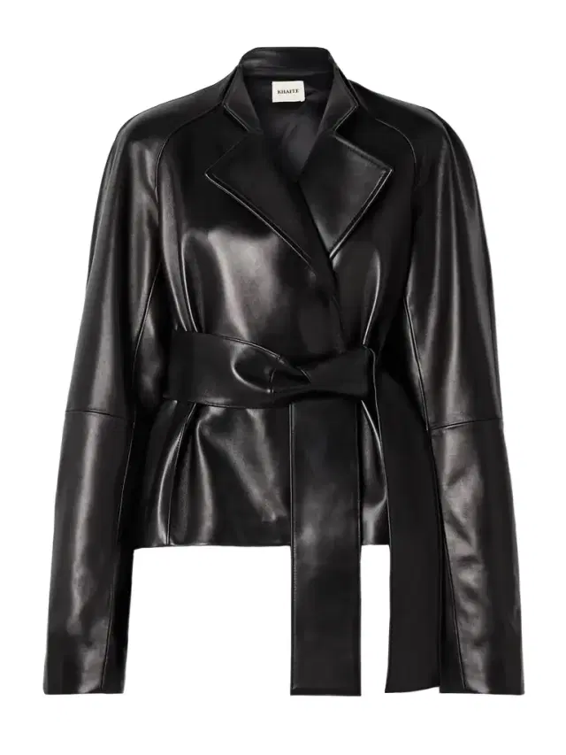 Edith Asymmetric Belted Leather Jacket