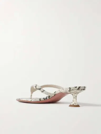 Amina Muaddi Juliette Snake-effect Leather Sandals | Thumbnail 3