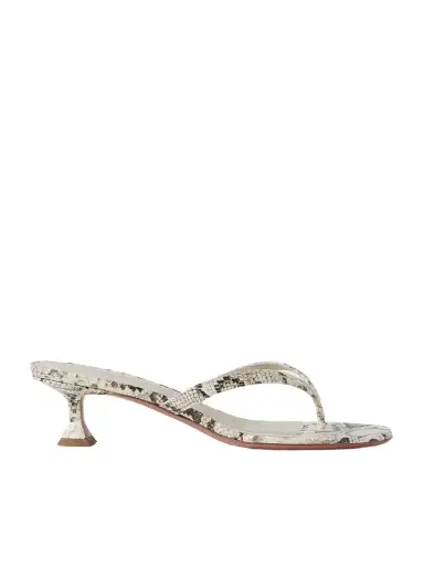 Amina Muaddi Juliette Snake-effect Leather Sandals | Thumbnail 1