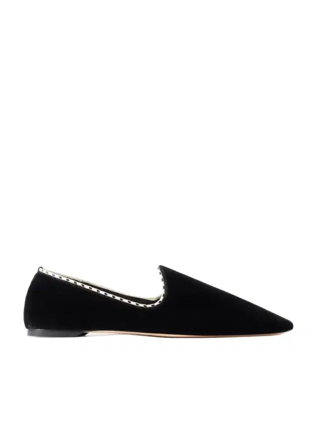 Leather-trimmed Velvet Slippers