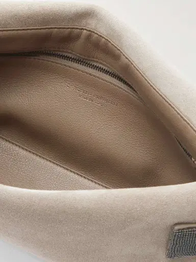 Brunello Cucinelli Bead-embellished Leather-trimmed Suede Clutch | Thumbnail 5 Brunello Cucinelli Bead-embellished Leather-trimmed Suede Clutch | Thumbnail 5