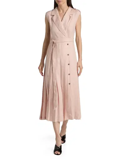 Loro Piana Women's Bryce Twill Trench Midi-Dress - Pineapple Rose | Thumbnail 2 Loro Piana Women's Bryce Twill Trench Midi-Dress - Pineapple Rose | Thumbnail 2