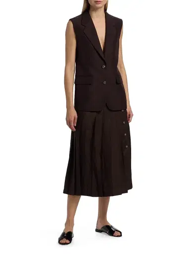 Loro Piana Women's Cedric Textured Silk Vest - Carobbean | Thumbnail 2 Loro Piana Women's Cedric Textured Silk Vest - Carobbean | Thumbnail 2