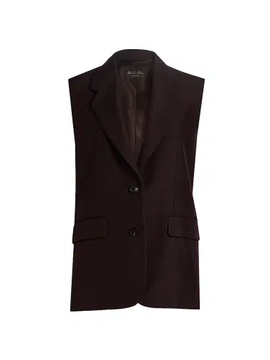 Loro Piana Women's Cedric Textured Silk Vest - Carobbean | Thumbnail 1 Loro Piana Women's Cedric Textured Silk Vest - Carobbean | Thumbnail 1