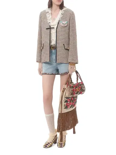 Valentino Garavani Women's Embroidered Denim Shorts - Light Denim | Thumbnail 6