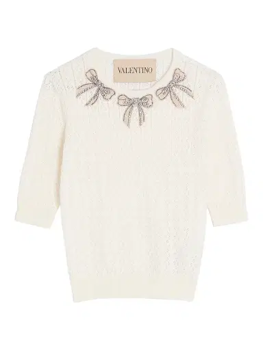 Valentino Garavani Women's Embroidered Cotton Top - Ivory - Size Medium | Thumbnail 1 Valentino Garavani Women's Embroidered Cotton Top - Ivory - Size Medium | Thumbnail 1