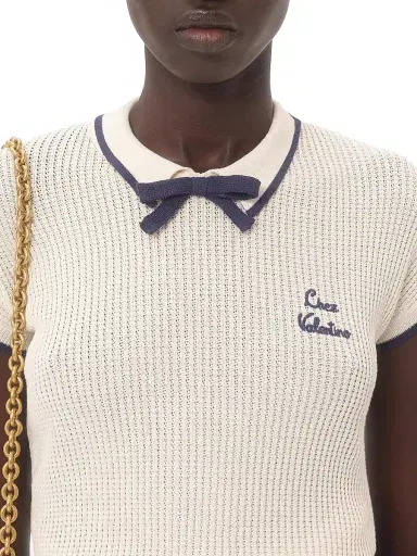 Valentino Garavani Women's Cotton Top - Birch Provence Blue - Size Medium | Thumbnail 5