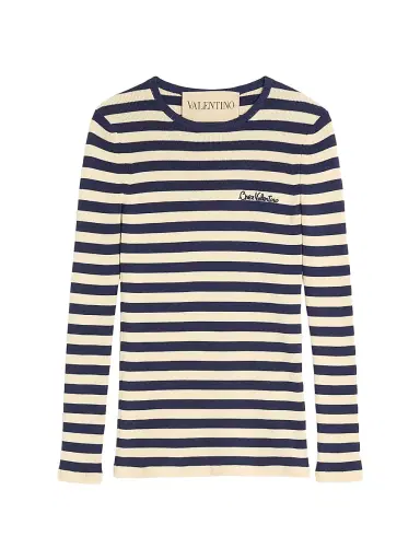 Valentino Garavani Women's Cotton Sweater - Birch Provence Blue - Size Large | Thumbnail 1
