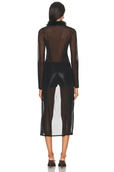 Blumarine Fur Collar Long Cardigan | Thumbnail 3 Blumarine Fur Collar Long Cardigan | Thumbnail 3
