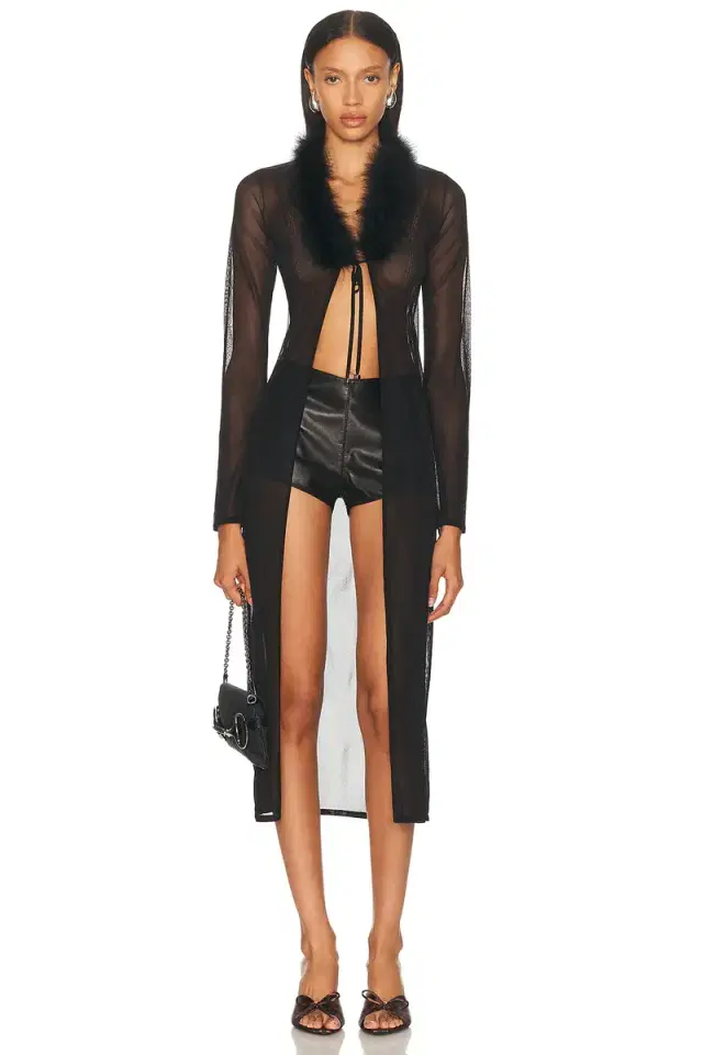 Blumarine Fur Collar Long Cardigan