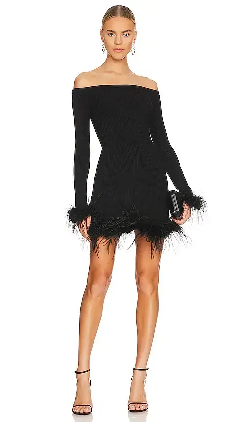 Ellerie Feather Knit Mini Dress