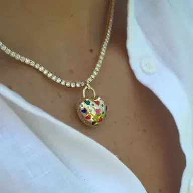 Wish Fine Jewelry 14K Gold Enamel Heart Pendant | Thumbnail 2