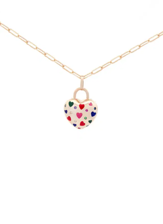 Wish Fine Jewelry 14K Gold Enamel Heart Pendant