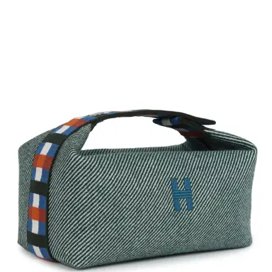 HERMÈS Hermes Bride-A-Brac Au Carre Case PM Vert Foret H Natte Canvas and Wool Palladium Hardware | Thumbnail 2 HERMÈS Hermes Bride-A-Brac Au Carre Case PM Vert Foret H Natte Canvas and Wool Palladium Hardware | Thumbnail 2