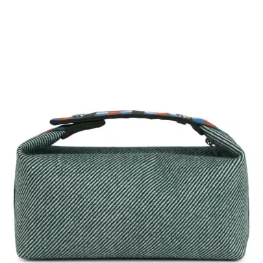 HERMÈS Hermes Bride-A-Brac Au Carre Case PM Vert Foret H Natte Canvas and Wool Palladium Hardware | Thumbnail 4 HERMÈS Hermes Bride-A-Brac Au Carre Case PM Vert Foret H Natte Canvas and Wool Palladium Hardware | Thumbnail 4