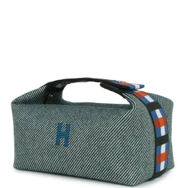HERMÈS Hermes Bride-A-Brac Au Carre Case PM Vert Foret H Natte Canvas and Wool Palladium Hardware | Thumbnail 5 HERMÈS Hermes Bride-A-Brac Au Carre Case PM Vert Foret H Natte Canvas and Wool Palladium Hardware | Thumbnail 5
