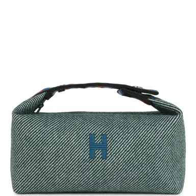 HERMÈS Hermes Bride-A-Brac Au Carre Case PM Vert Foret H Natte Canvas and Wool Palladium Hardware | Thumbnail 1 HERMÈS Hermes Bride-A-Brac Au Carre Case PM Vert Foret H Natte Canvas and Wool Palladium Hardware | Thumbnail 1
