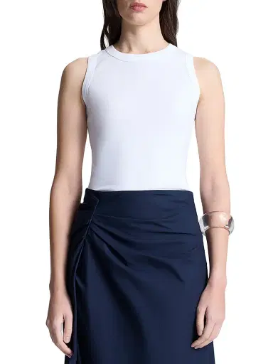 A.L.C. Women's Hadley Rib-Knit Cotton Tank - White - Size XL | Thumbnail 3