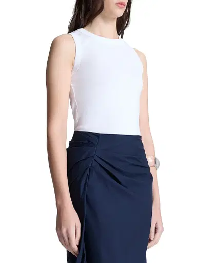 A.L.C. Women's Hadley Rib-Knit Cotton Tank - White - Size XL | Thumbnail 4