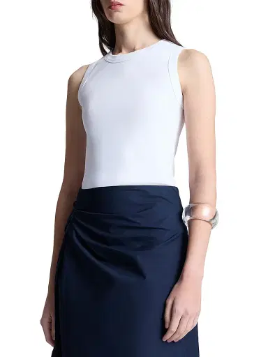 A.L.C. Women's Hadley Rib-Knit Cotton Tank - White - Size XL | Thumbnail 5