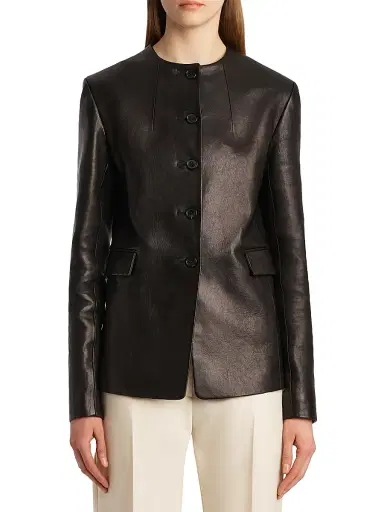 Khaite Women's Jameson Leather Jacket - Black | Thumbnail 3