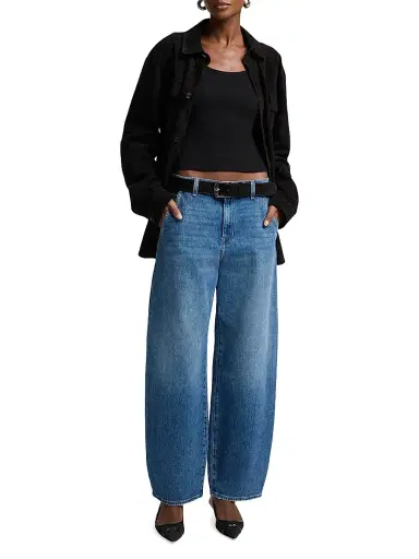 7 For All Mankind Women's Bonnie Denim Wide-Leg Trousers - Explorer | Thumbnail 2