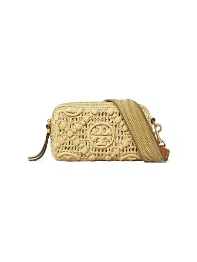 Tory Burch Women's T Monogram Mini Miller Raffia Crossbody Bag | Thumbnail 1 Tory Burch Women's T Monogram Mini Miller Raffia Crossbody Bag | Thumbnail 1
