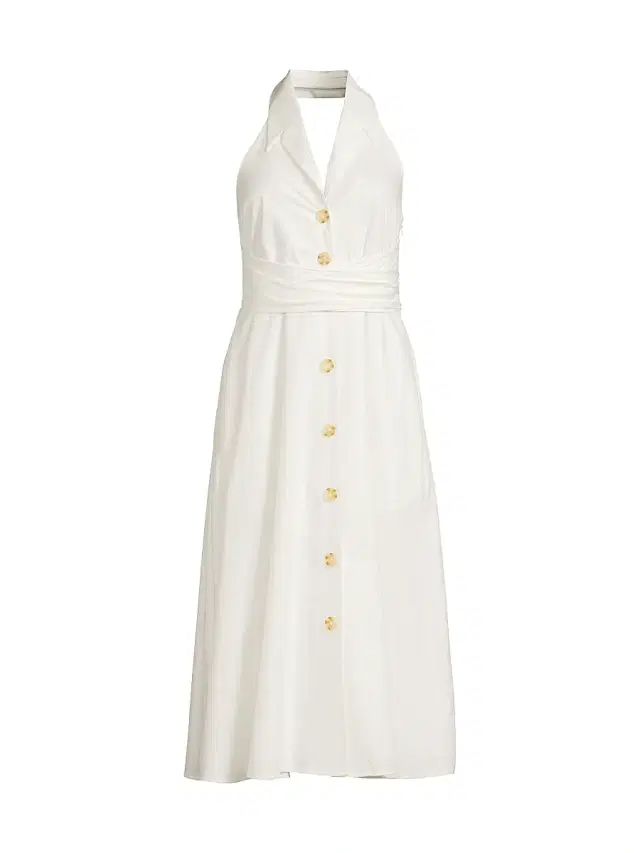 Hutch Women's Alessia Poplin Button-Front Midi-Dress - White