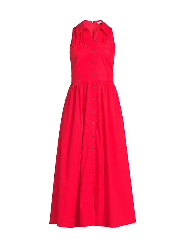 Hutch Women's Vivian Poplin Sleeveless Shirtdress - Poppy Red