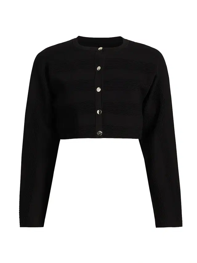 Et Ochs Women's Livv Rib-Knit Crop Cardigan - Black