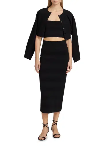 Et Ochs Women's Jayda Rib-Knit Crop Tank - Black | Thumbnail 2