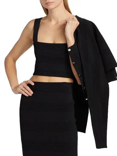 Et Ochs Women's Jayda Rib-Knit Crop Tank - Black | Thumbnail 3