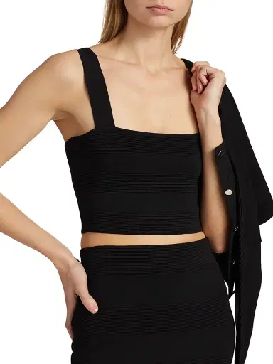 Et Ochs Women's Jayda Rib-Knit Crop Tank - Black | Thumbnail 6