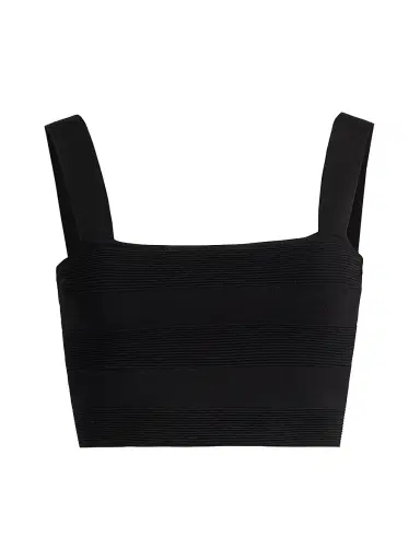 Et Ochs Women's Jayda Rib-Knit Crop Tank - Black | Thumbnail 1