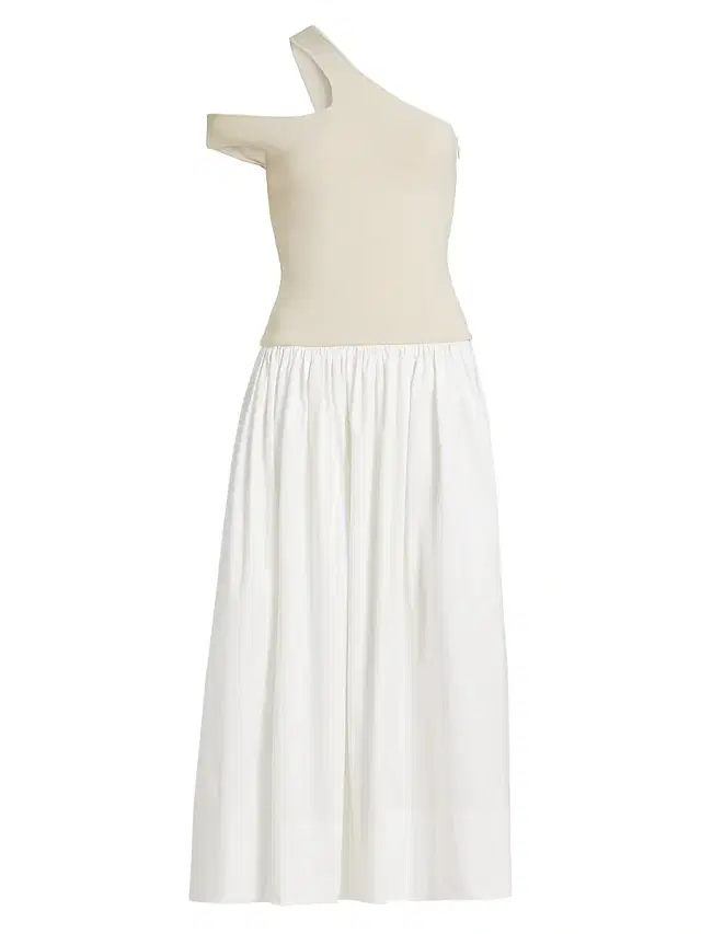 Et Ochs Women's Tori Stretch-Cotton Cut-Out Midi-Dress - Wheat Optic White