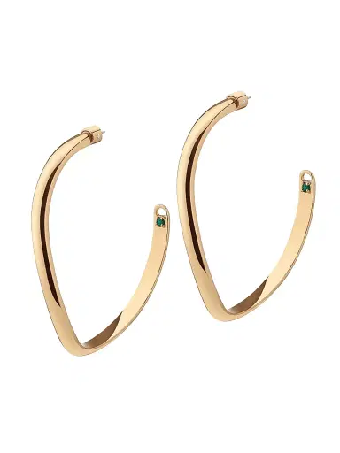 Demarson Women's Holiday Mini Calypso 12K Goldplated & Crystal Curve Hoop Earrings - Gold | Thumbnail 1