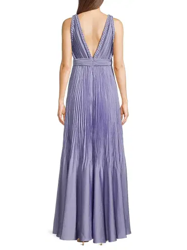 Ungaro Women's Hazel Pleated Satin V-Neck Gown - Violet | Thumbnail 5