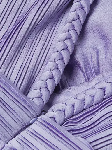 Ungaro Women's Hazel Pleated Satin V-Neck Gown - Violet | Thumbnail 6