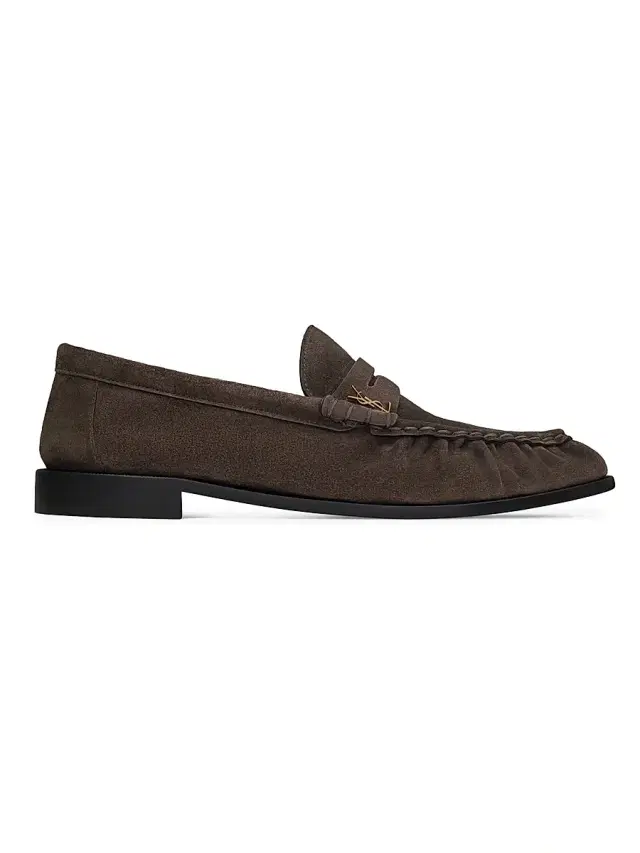 Saint Laurent Men's Le Loafers Supple in Suede - Dark Chocolate