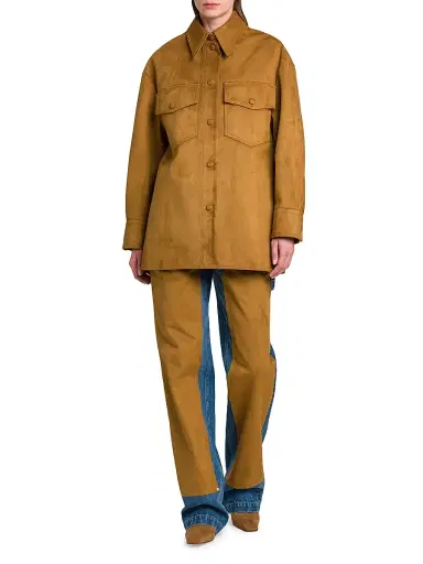 Stella McCartney Women's Alter Faux-Suede Button-Front Overshirt | Thumbnail 2 Stella McCartney Women's Alter Faux-Suede Button-Front Overshirt | Thumbnail 2