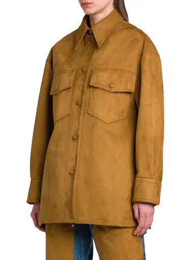 Stella McCartney Women's Alter Faux-Suede Button-Front Overshirt | Thumbnail 4 Stella McCartney Women's Alter Faux-Suede Button-Front Overshirt | Thumbnail 4