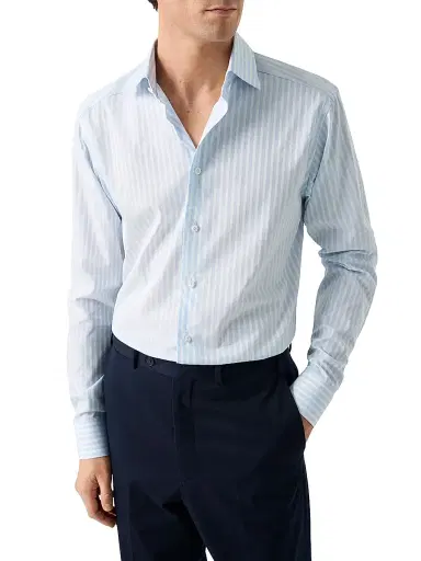 Eton Men's Contemporary Fit Bengal Stripe Shirt - Blue - Size 18 | Thumbnail 3