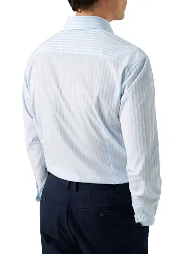 Eton Men's Contemporary Fit Bengal Stripe Shirt - Blue - Size 18 | Thumbnail 4