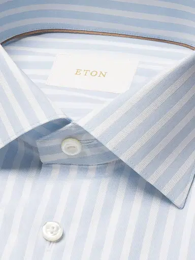 Eton Men's Contemporary Fit Bengal Stripe Shirt - Blue - Size 18 | Thumbnail 7