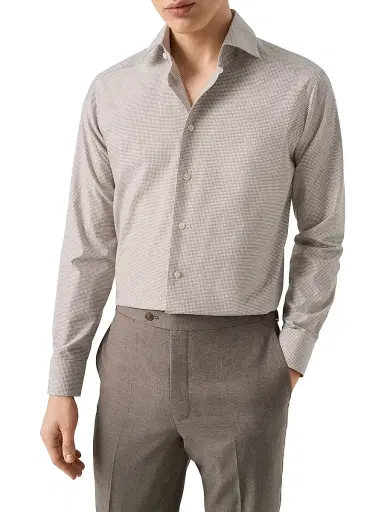 Eton Men's Slim-Fit Melange Gingham Button-Front Shirt | Thumbnail 3