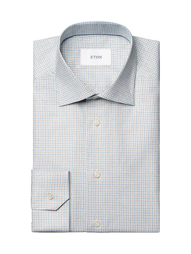 Men's Slim-Fit Tattersall Check Button-Front Shirt - Brown