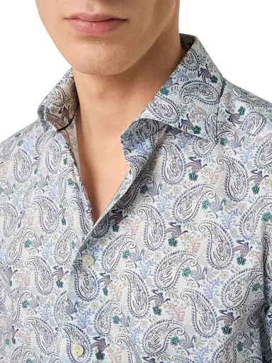 Eton Men's Paisley Cotton-Blend Button-Front Shirt - Blue | Thumbnail 5 Eton Men's Paisley Cotton-Blend Button-Front Shirt - Blue | Thumbnail 5